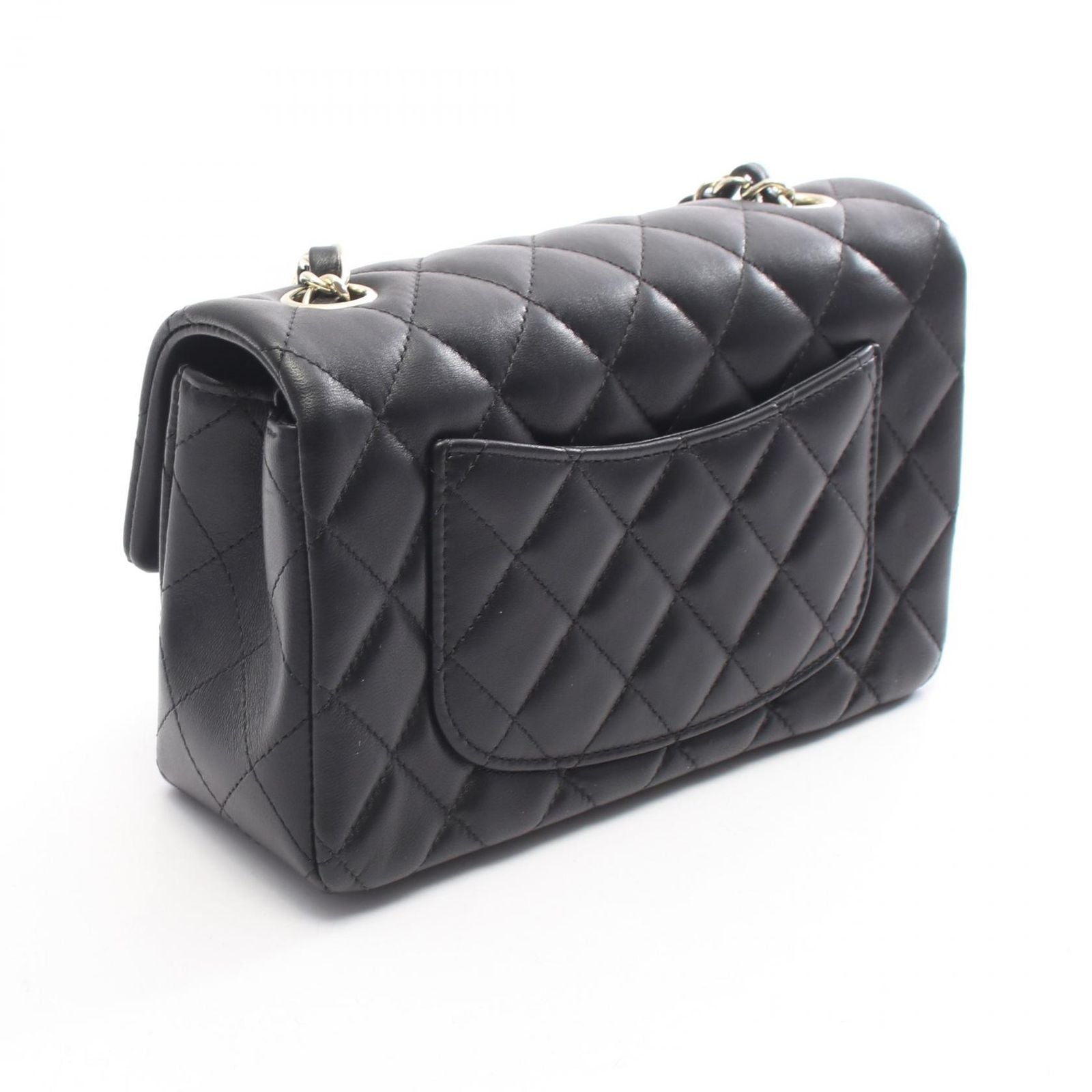 Chanel Shoulder Bag Mini Quilted 20 Black Lambskin Chain — view 2