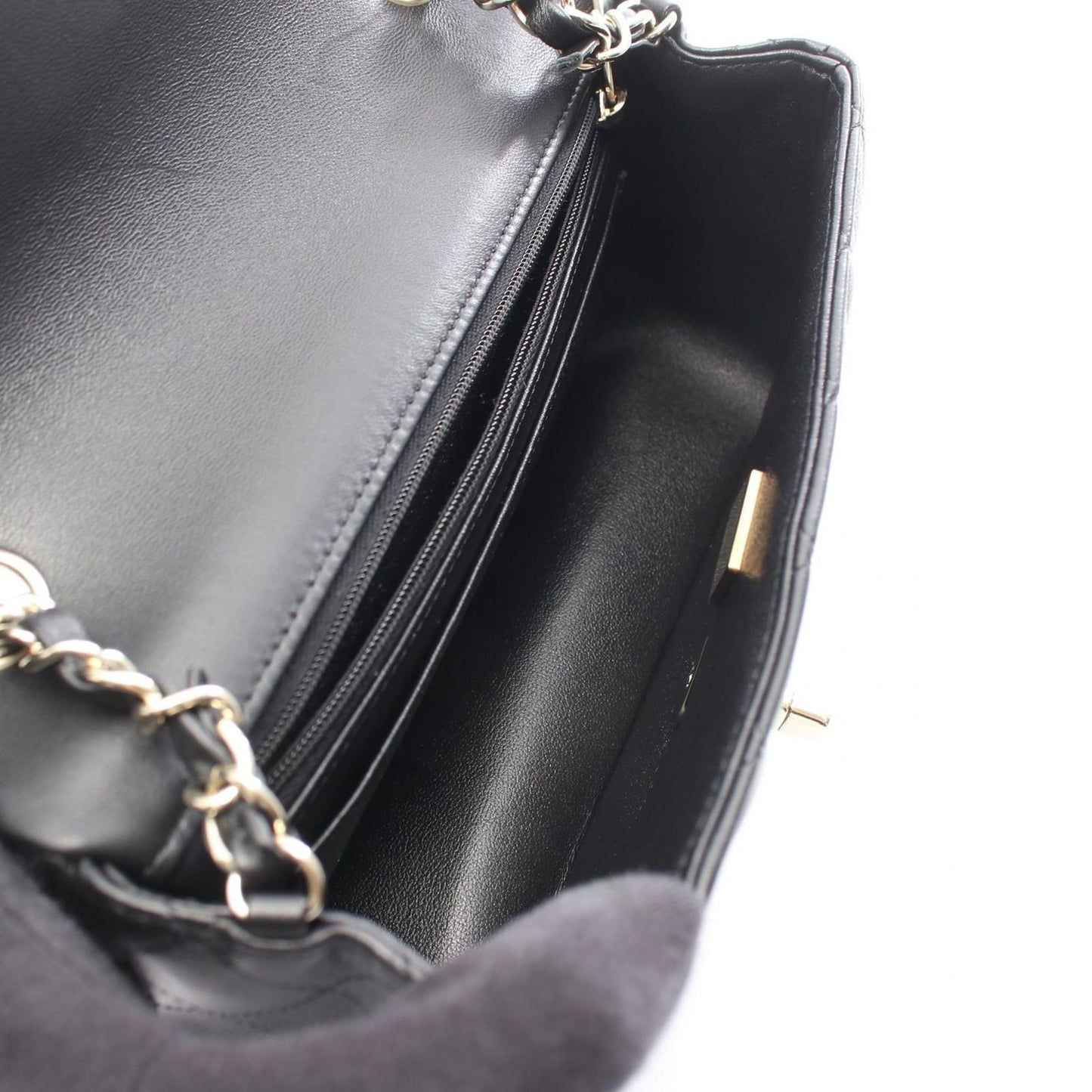 Chanel Shoulder Bag Mini Quilted 20 Black Lambskin Chain — view 3