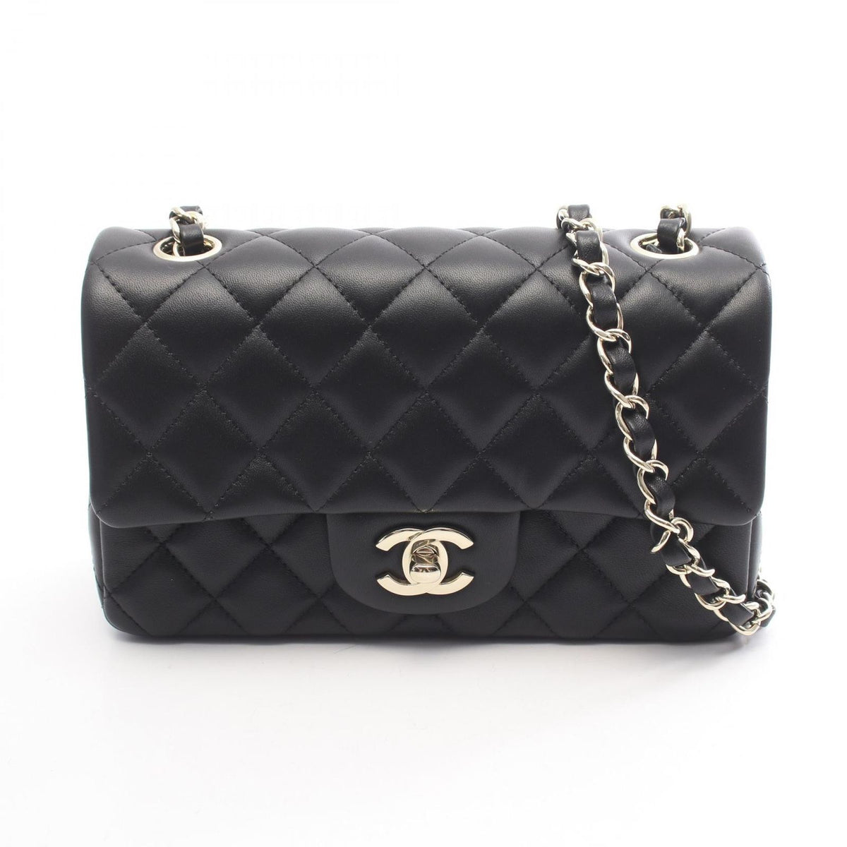 Chanel Shoulder Bag Mini Quilted 20 Black Lambskin Chain