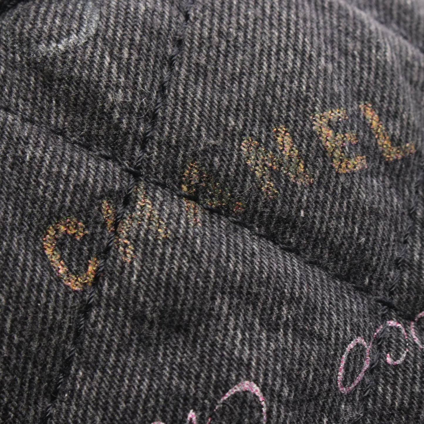 Chanel Shoulder Bag Quilted Small Denim Black Multi — view 8