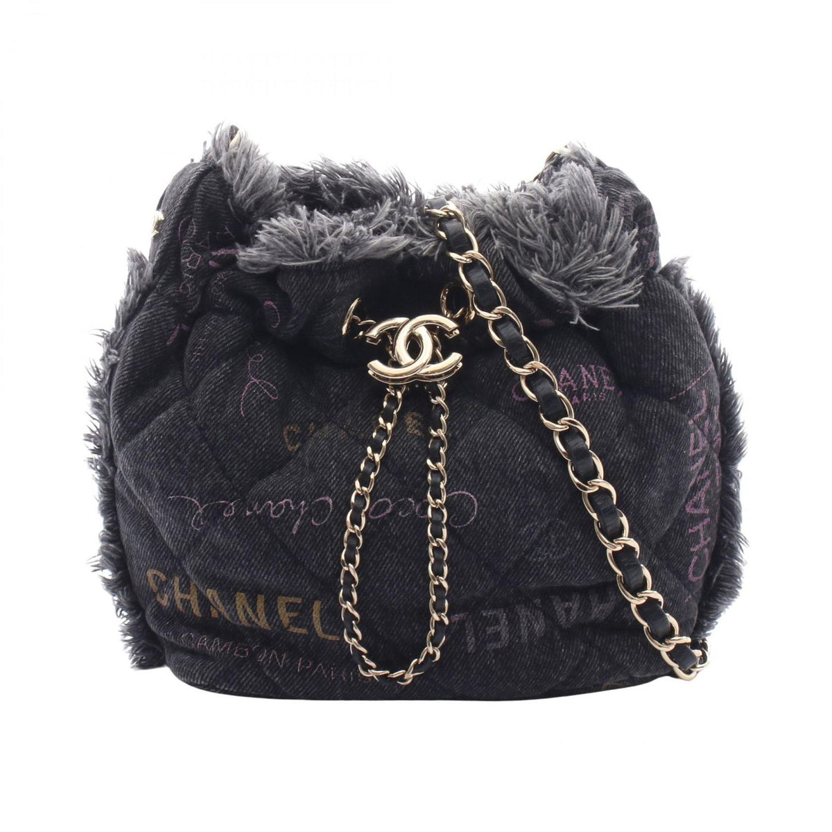 Chanel Shoulder Bag Quilted Small Denim Black Multi