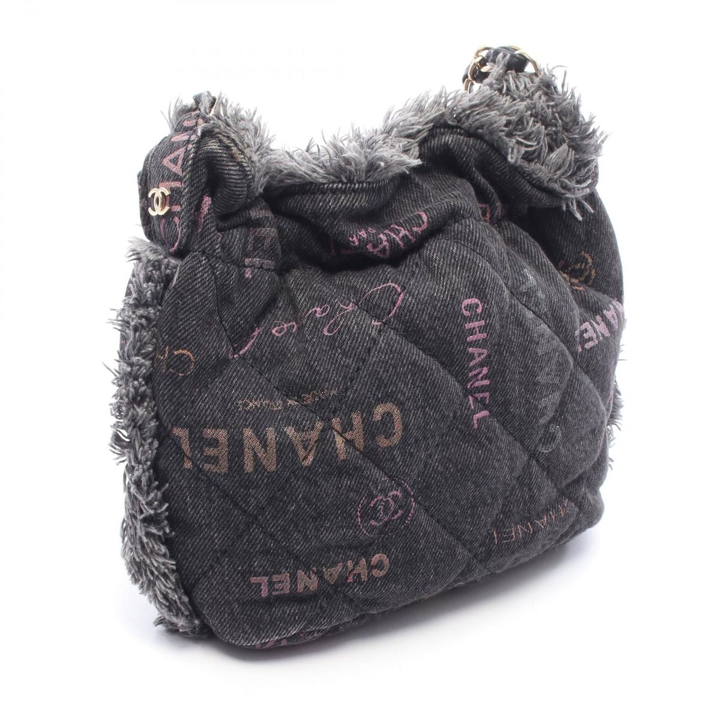 Chanel Shoulder Bag Quilted Small Denim Black Multi — view 2