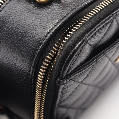 Chanel Shoulder Bag Quilted Vanity 2-Way Black Caviar Leather Top Handle Chain — view 8