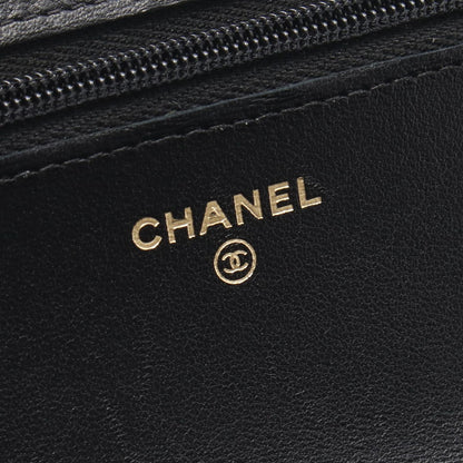 Chanel Shoulder Bag Quilted Black Lambskin Chain Wallet — view 4