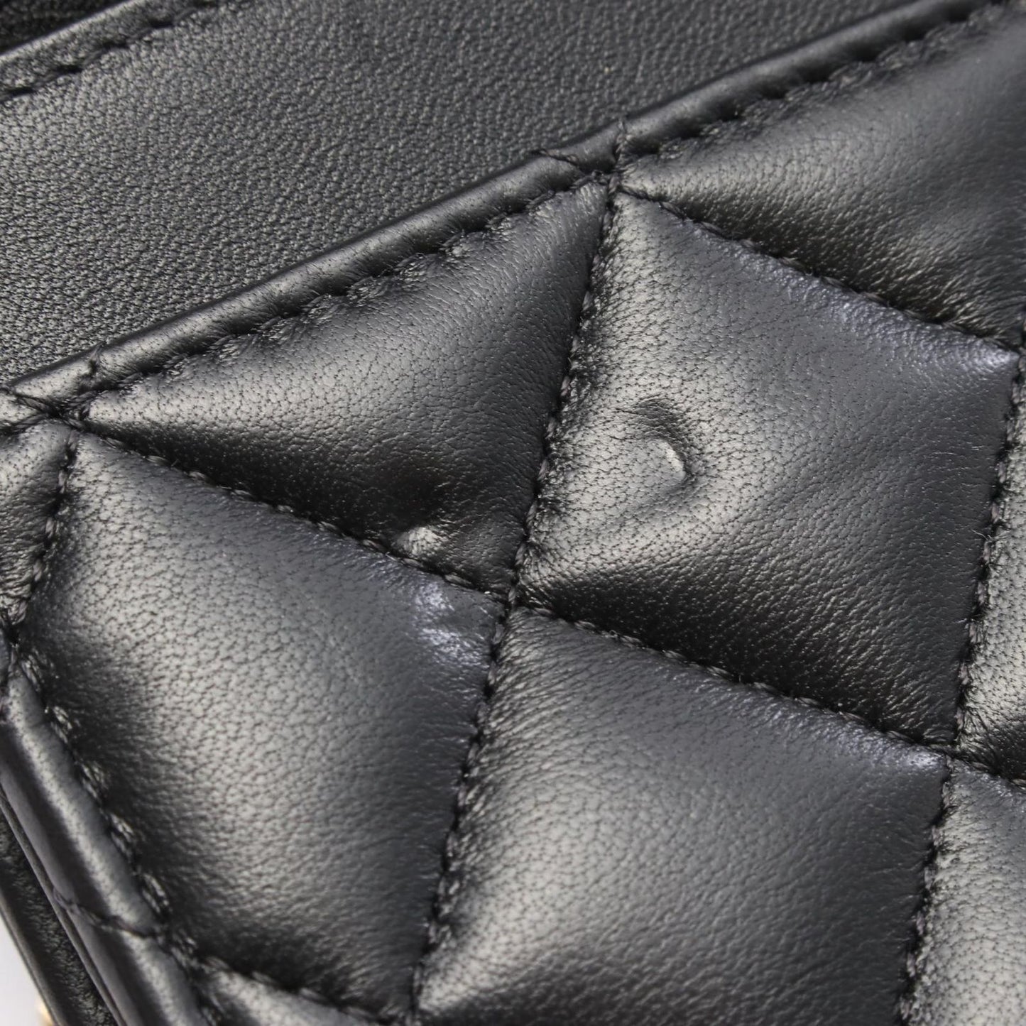Chanel Shoulder Bag Quilted Black Lambskin Chain Wallet — view 7