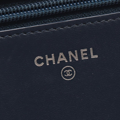 Chanel Shoulder Bag Coco Boy Navy Lambskin Chain Wallet — view 4
