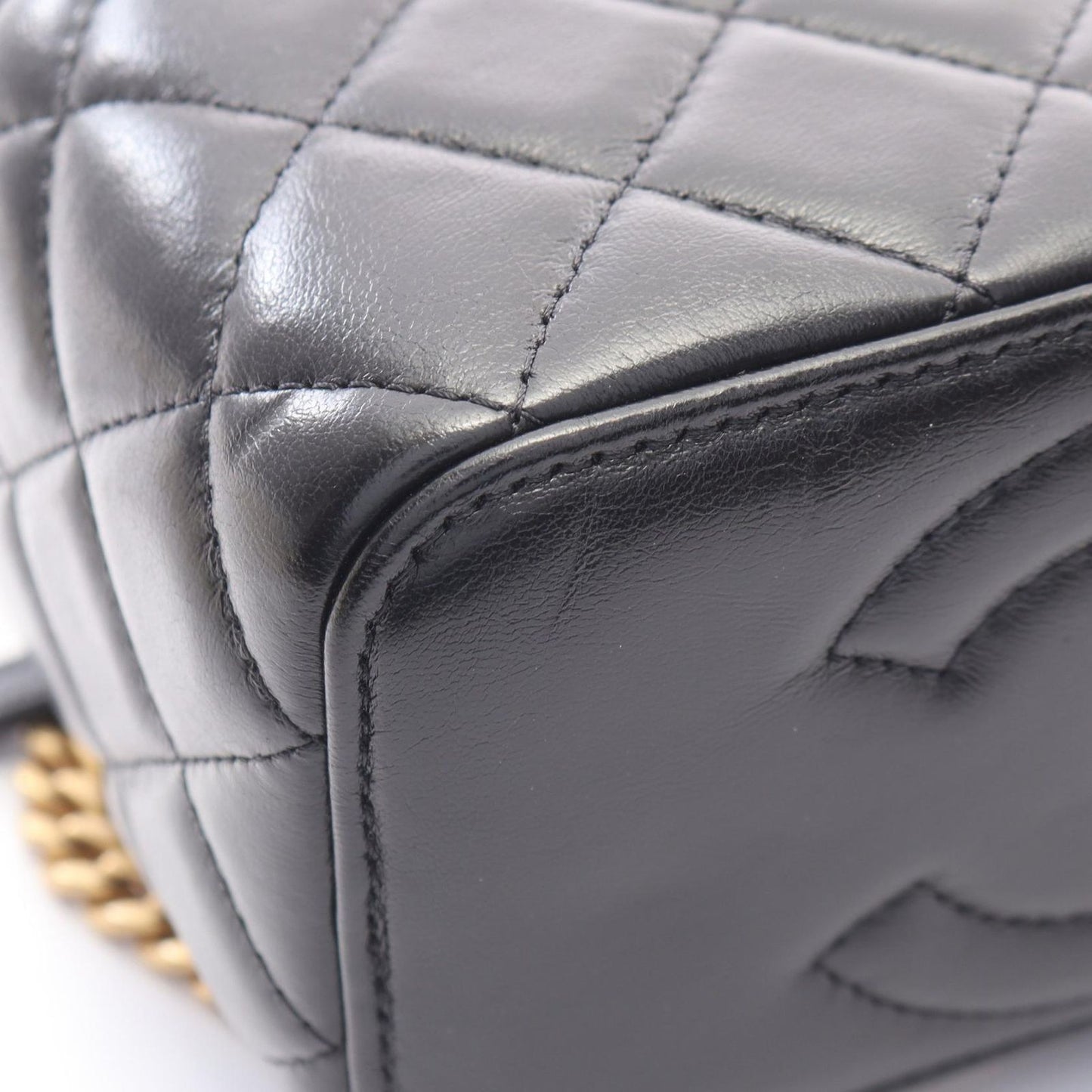 Chanel Shoulder Bag Quilted Vanity Black Lambskin Chain — view 7