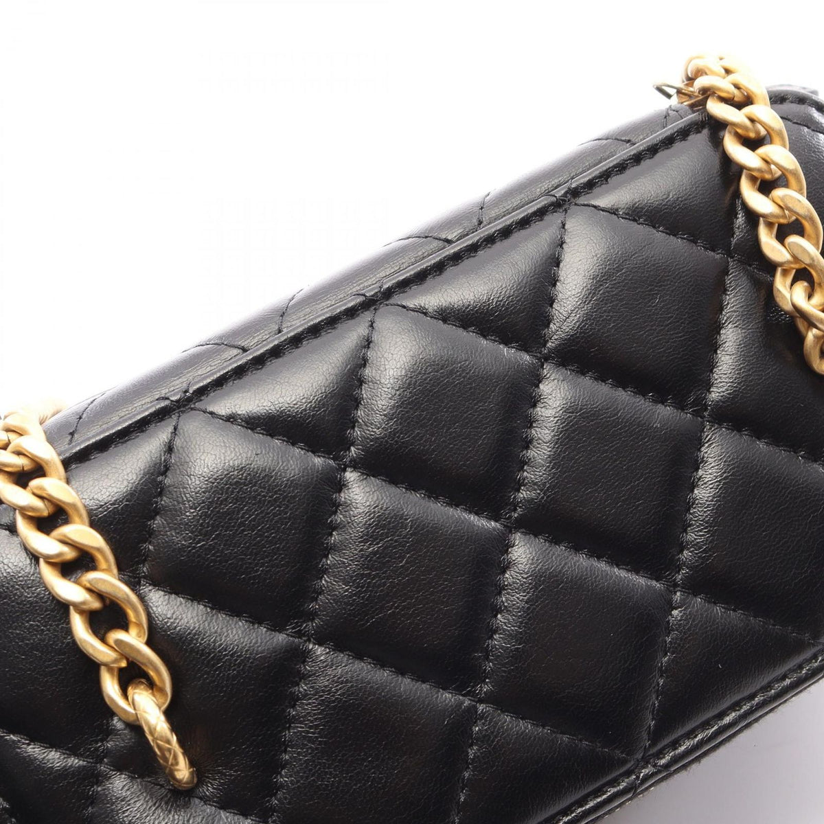 Chanel Shoulder Bag Quilted Vanity Black Lambskin Chain — view 8
