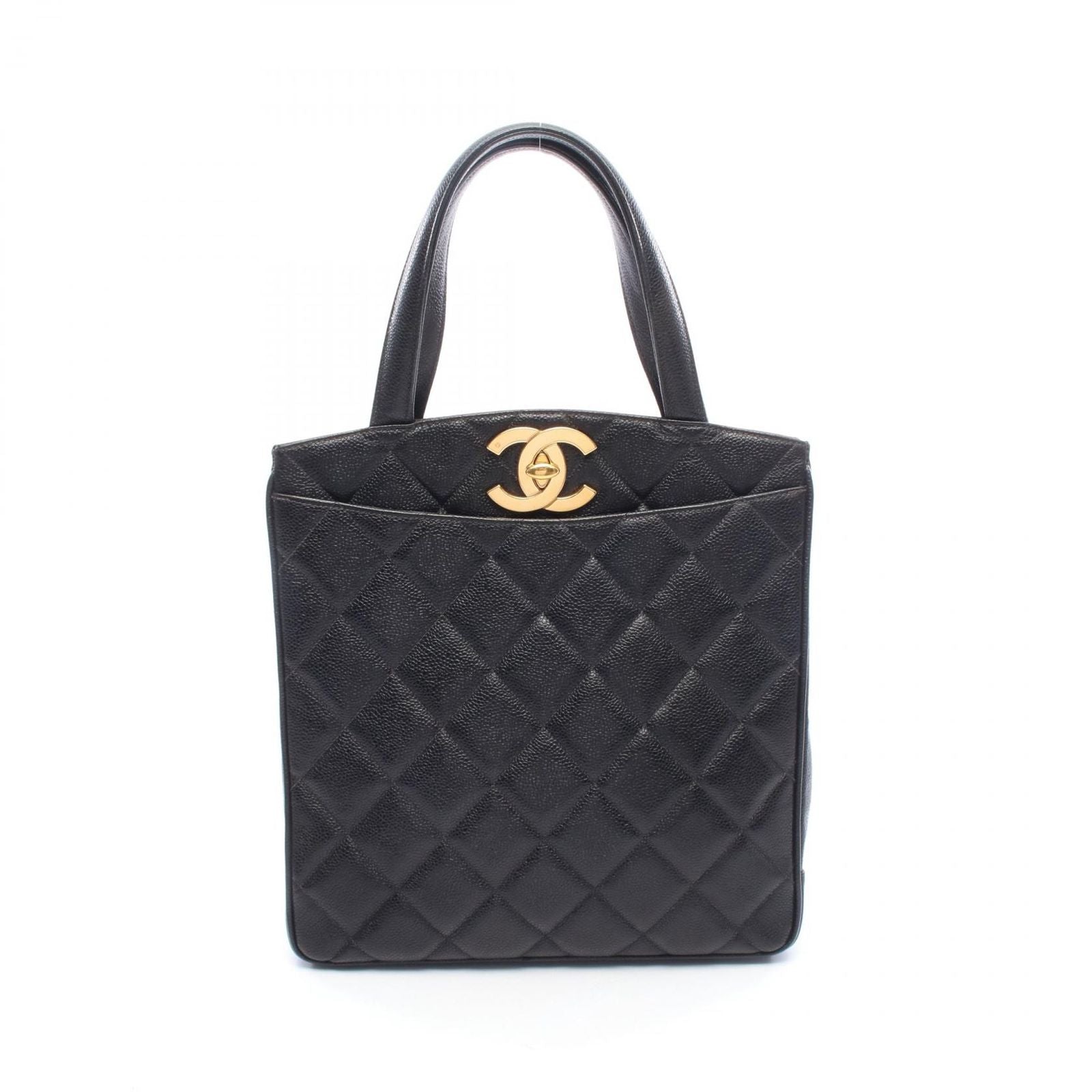 Chanel Tote Quilted Black Caviar Leather