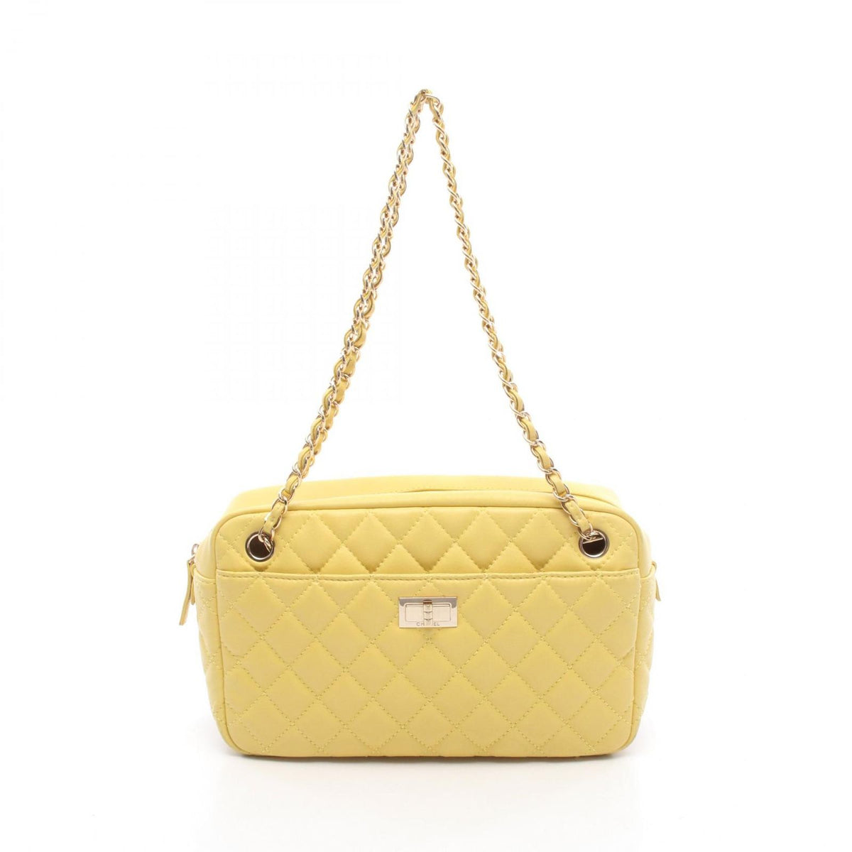 Chanel Shoulder Bag 2.55 Quilted Yellow Lambskin Chain Tote