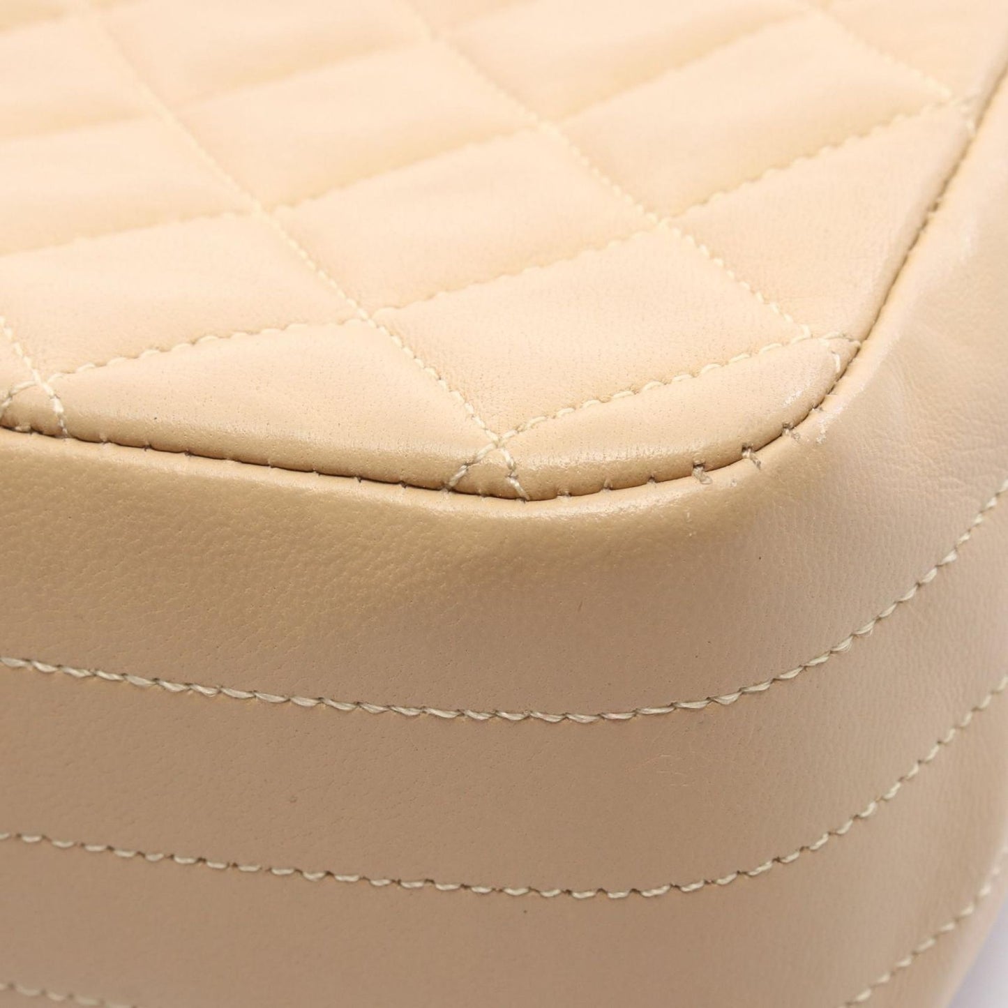 Chanel Shoulder Bag Quilted Small Flap Beige Lambskin Chain — view 8