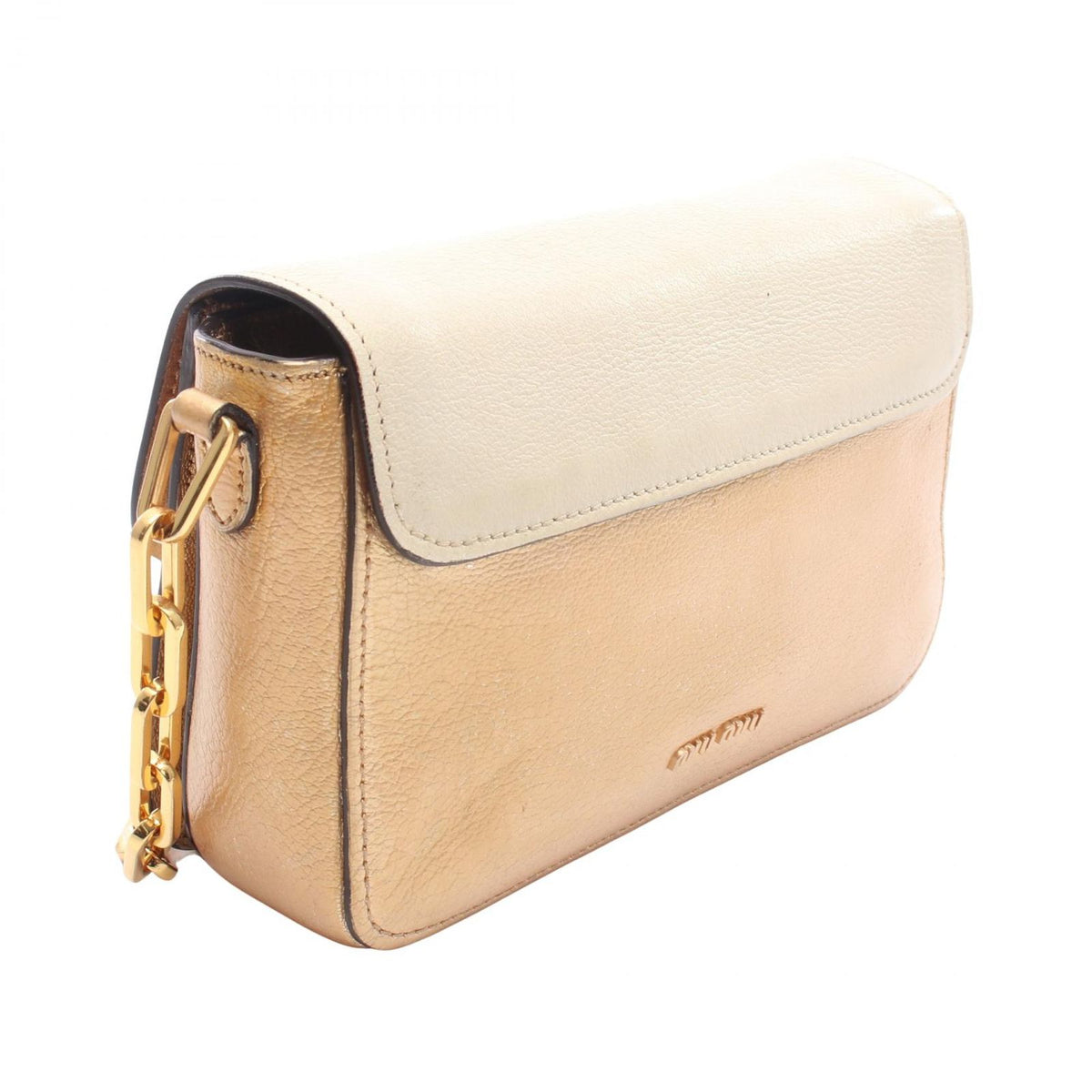 Miu Miu Shoulder Bag Ivory Gold Leather Chain — view 2