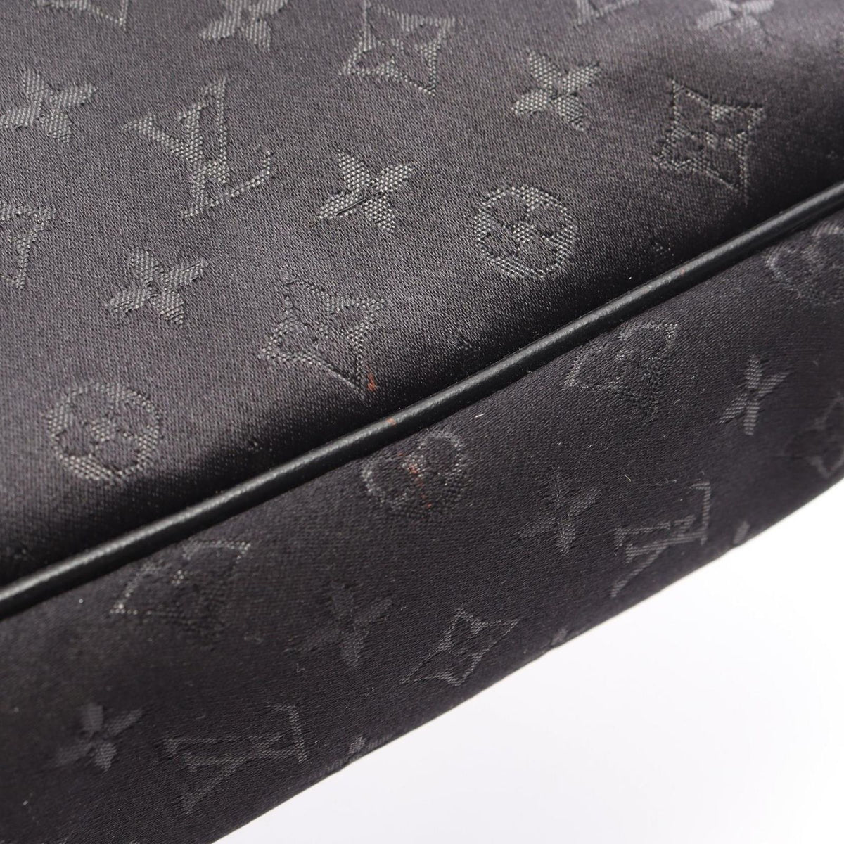 Louis Vuitton Handbag Little Boulogne Monogram Satin Noir Fabric Leather — view 7