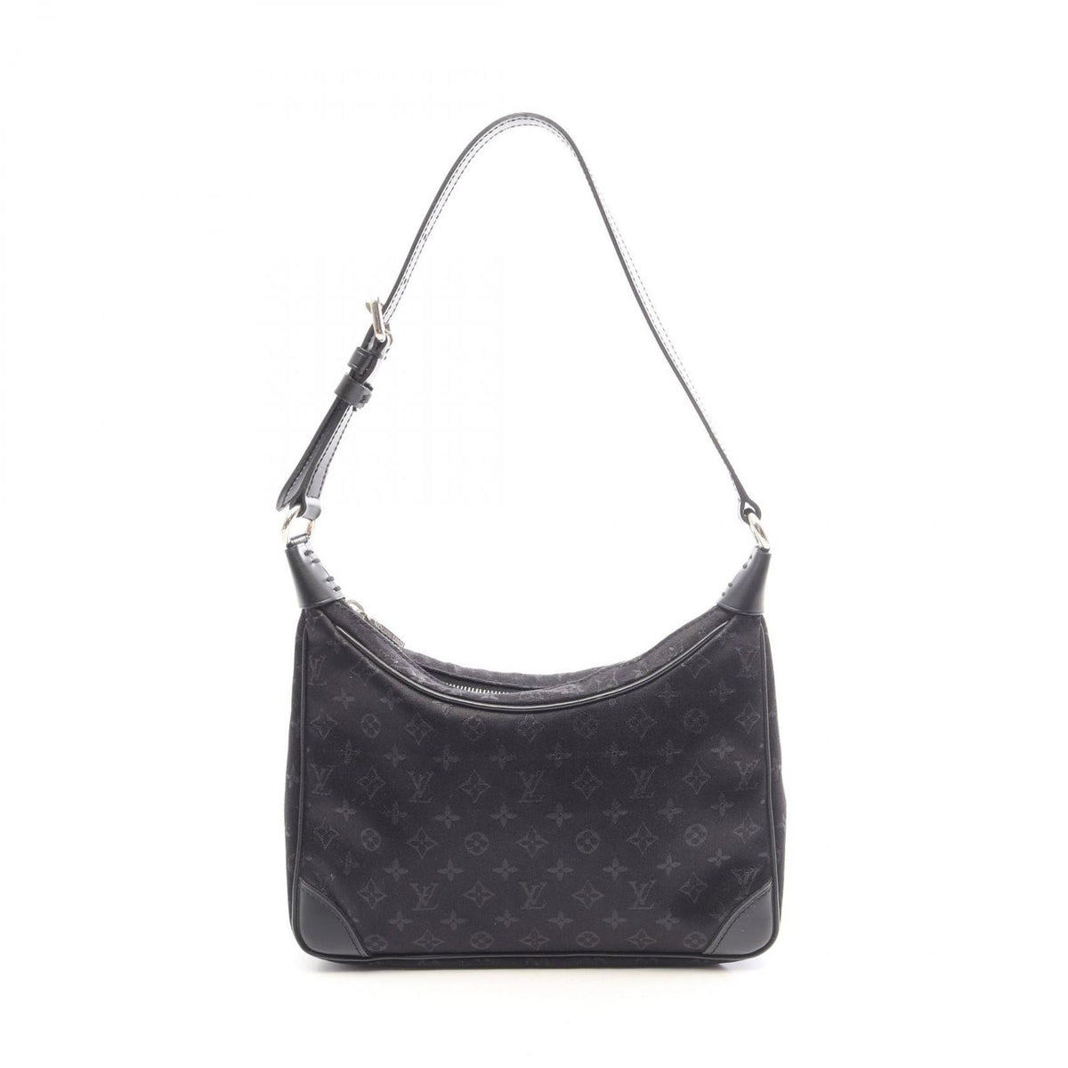 Louis Vuitton Handbag Little Boulogne Monogram Satin Noir Fabric Leather