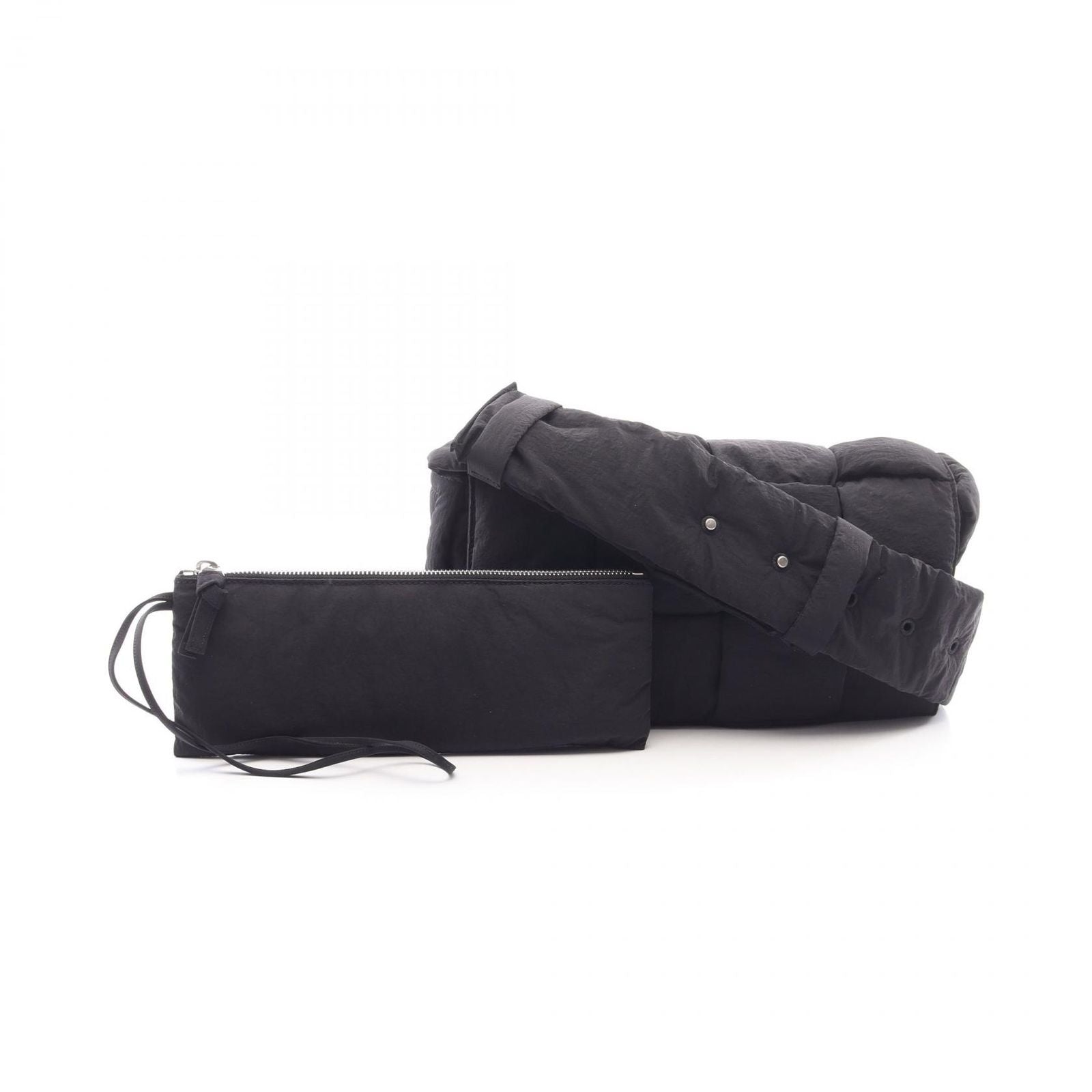 Bottega Veneta Shoulder Bag Padded Tech Cassette Black Nylon Maxi Intrecciato