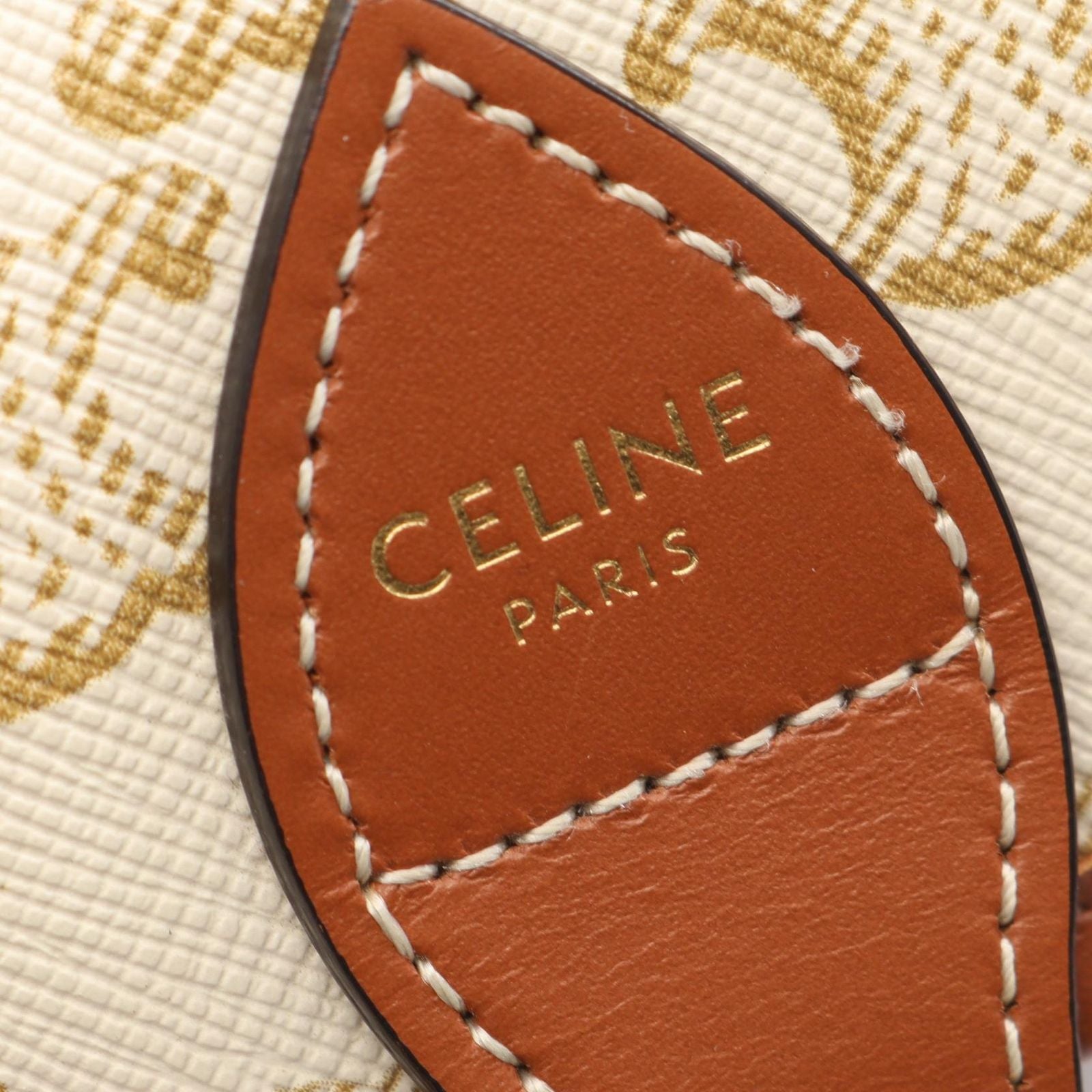 Celine Shoulder Bag Folco Medium Triomphe White Leather — view 4