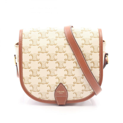 Celine Shoulder Bag Folco Medium Triomphe White Leather