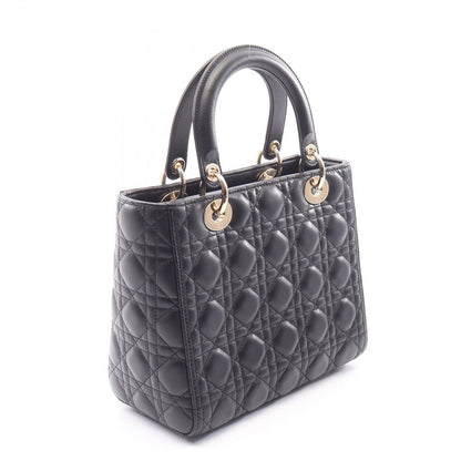 Dior Handbag Lady Dior Medium Cannage 2-Way Black Leather Tote — view 2