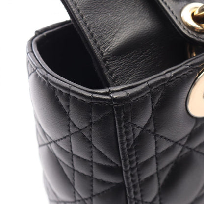 Dior Handbag Lady Dior Medium Cannage 2-Way Black Leather Tote — view 8
