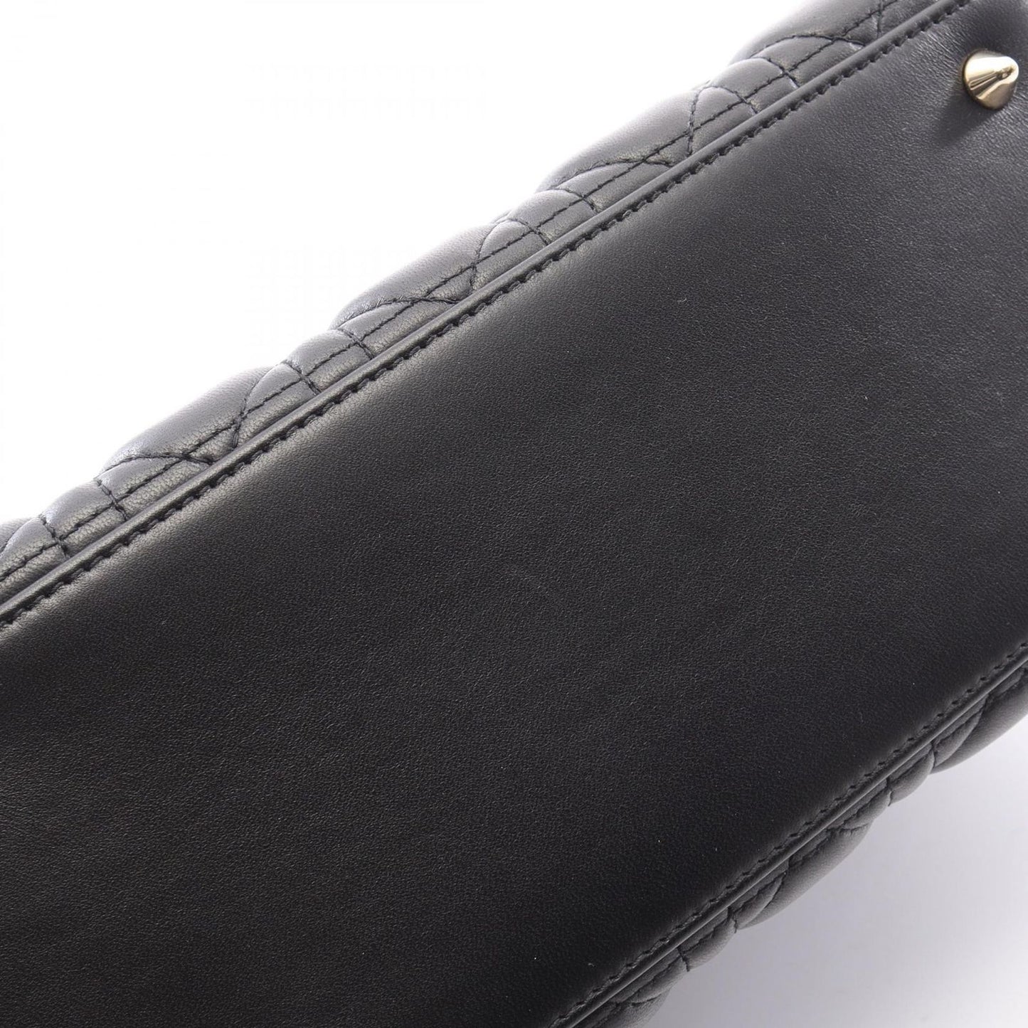 Dior Handbag Lady Dior Medium Cannage 2-Way Black Leather Tote — view 7