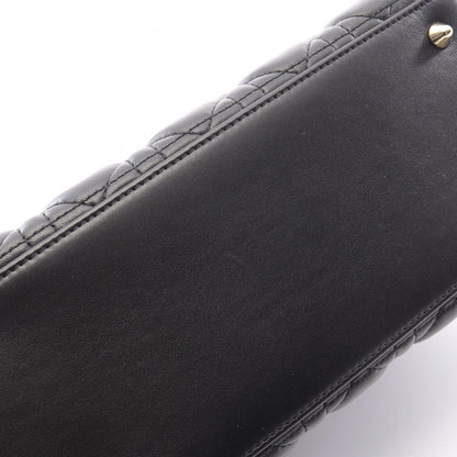 Dior Handbag Lady Dior Medium Cannage 2-Way Black Leather Tote — view 7