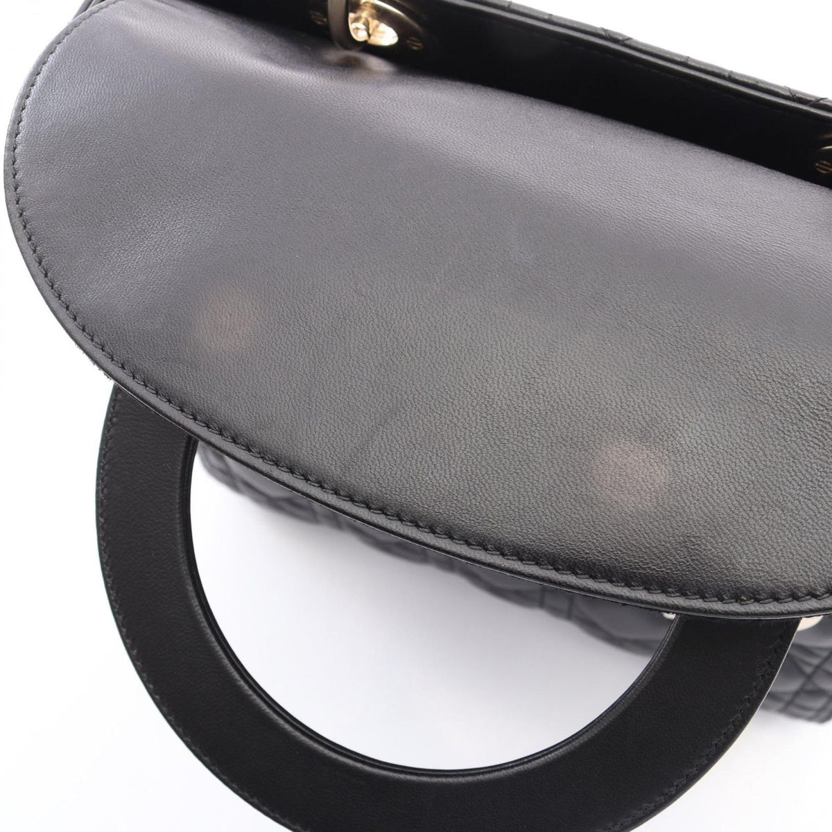 Dior Handbag Lady Dior Medium Cannage 2-Way Black Leather Tote — view 5
