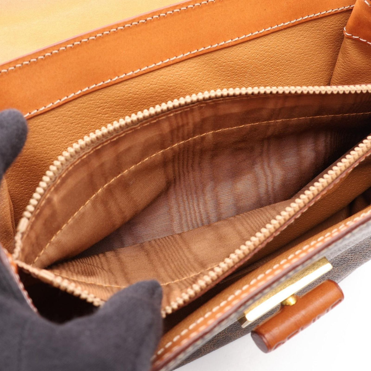 Celine Macadam Turnlock 2-Way Brown Dark Leather Shoulder Bag — view 5