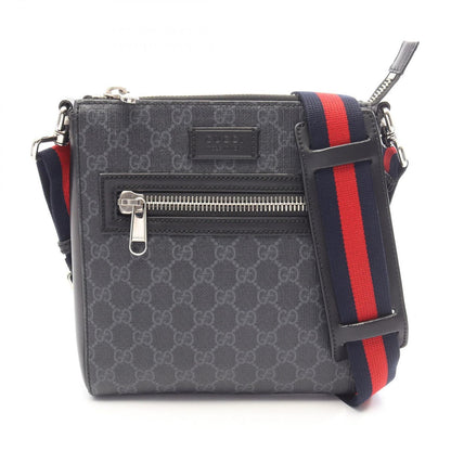 Gucci Shoulder Bag GG Supreme Small Gray Black Navy Leather Sherry Line