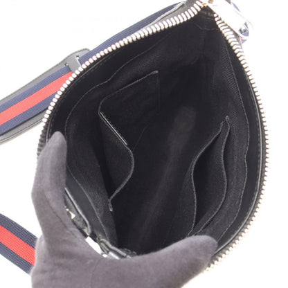 Gucci Shoulder Bag GG Supreme Small Gray Black Navy Leather Sherry Line — view 3
