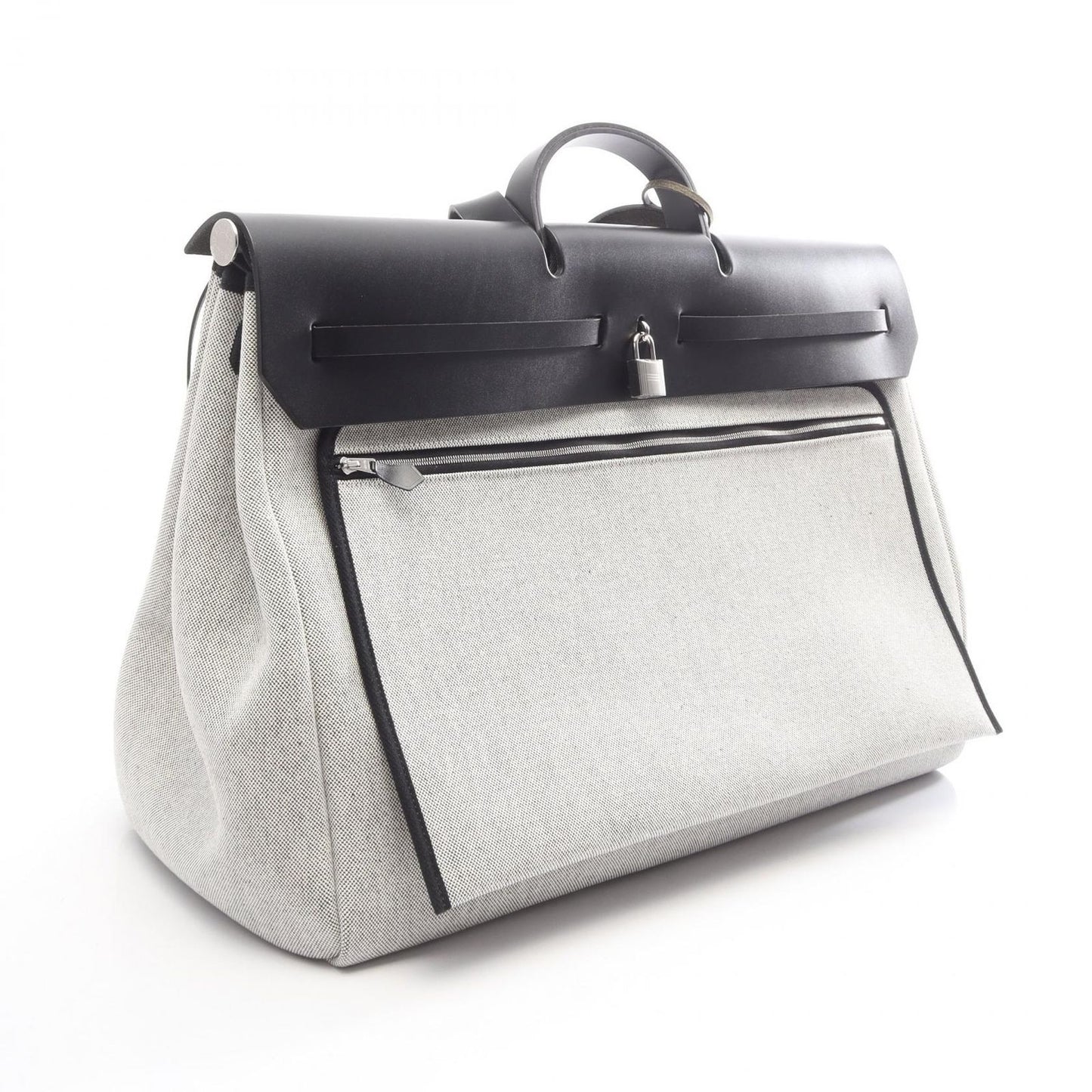 Hermes Boston Bag Herbag Zip 50 Retourne Cabin 2-Way Ecru Black Gray Platinum — view 2