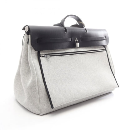Hermes Boston Bag Herbag Zip 50 Retourne Cabin 2-Way Ecru Black Gray Platinum — view 2