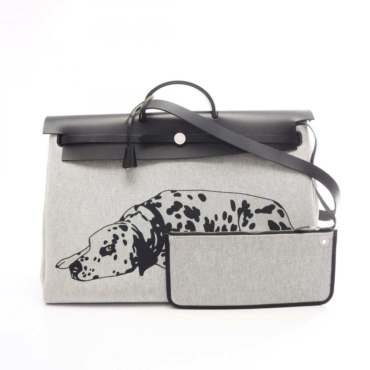 Hermes Boston Bag Herbag Zip 50 Retourne Cabin 2-Way Ecru Black Gray Platinum