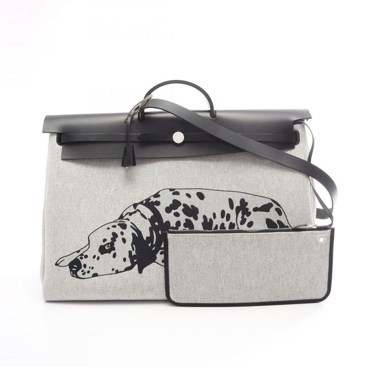 Hermes Boston Bag Herbag Zip 50 Retourne Cabin 2-Way Ecru Black Gray Platinum