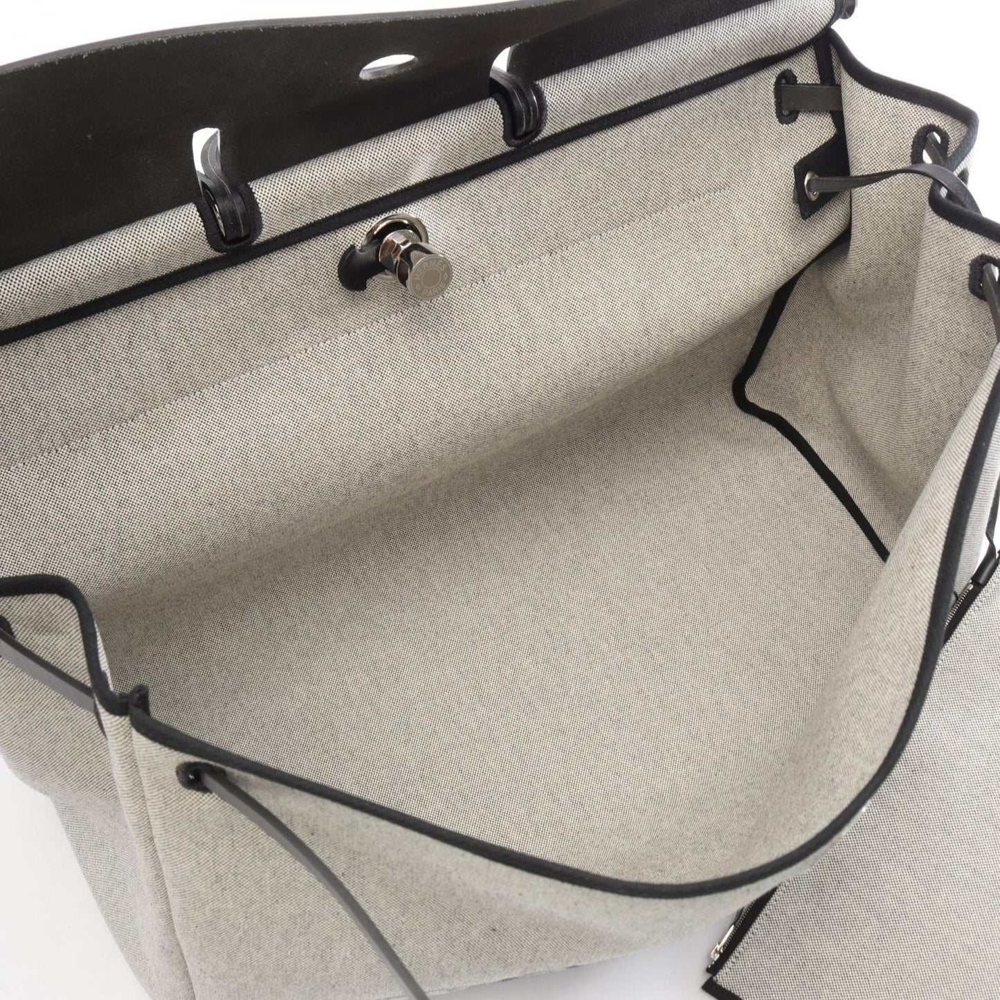 Hermes Boston Bag Herbag Zip 50 Retourne Cabin 2-Way Ecru Black Gray Platinum — view 3