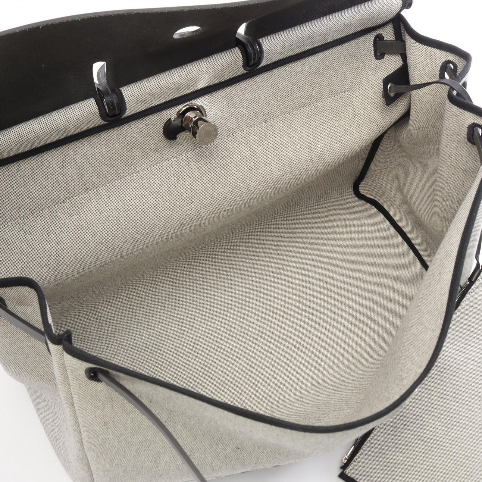 Hermes Boston Bag Herbag Zip 50 Retourne Cabin 2-Way Ecru Black Gray Platinum — view 3