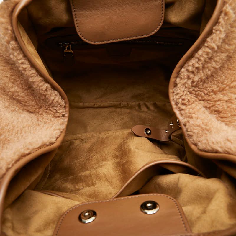 Max Mara Marine Teddy Bear Shopping 2-Way Shoulder Bag Brown Fur Leather — view 6