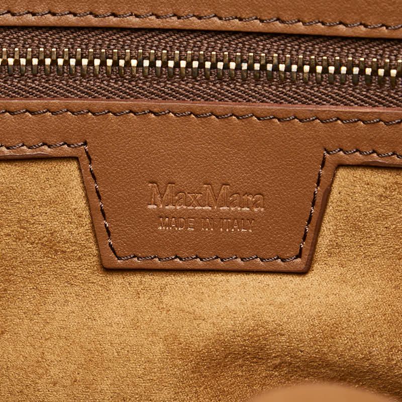 Max Mara Marine Teddy Bear Shopping 2-Way Shoulder Bag Brown Fur Leather — view 7