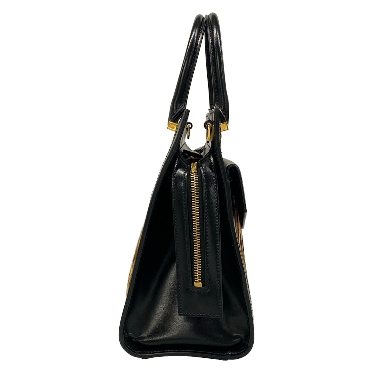 Saint Laurent Paris Handbag Uptown Small Black Beige Dark Brown Embossed Leather — view 2