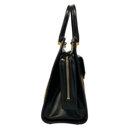 Saint Laurent Paris Handbag Uptown Small Black Beige Dark Brown Embossed Leather — view 2