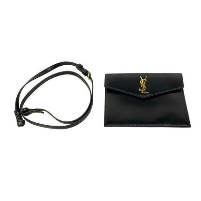 Saint Laurent Paris Handbag Uptown Small Black Beige Dark Brown Embossed Leather — view 8