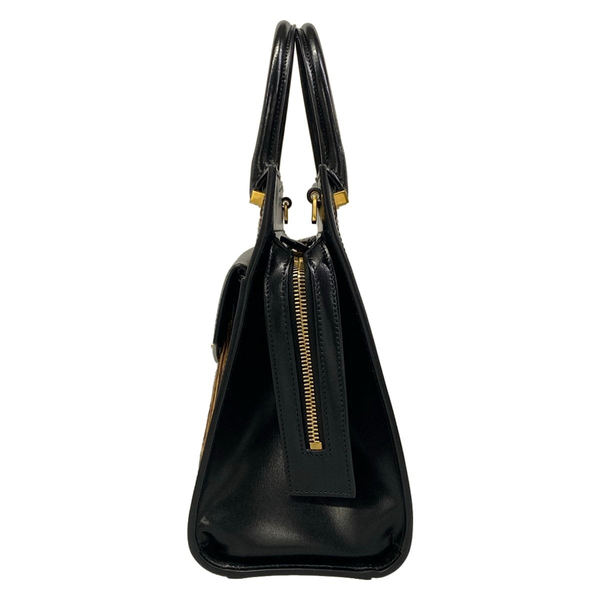 Saint Laurent Paris Handbag Uptown Small Black Beige Dark Brown Embossed Leather — view 4