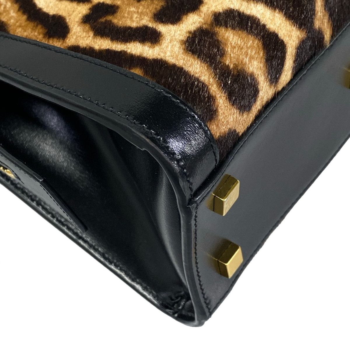 Saint Laurent Paris Handbag Uptown Small Black Beige Dark Brown Embossed Leather — view 6