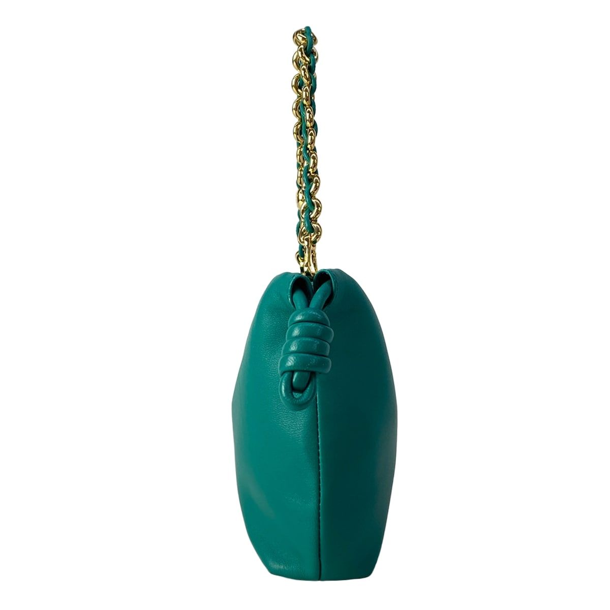 Loewe Handbag Flamenco Purse Mini Green Chain Handle Drawstring Lambskin — view 4