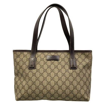 Gucci Shoulder Bag GG Plus Supreme Dark Brown Beige Leather
