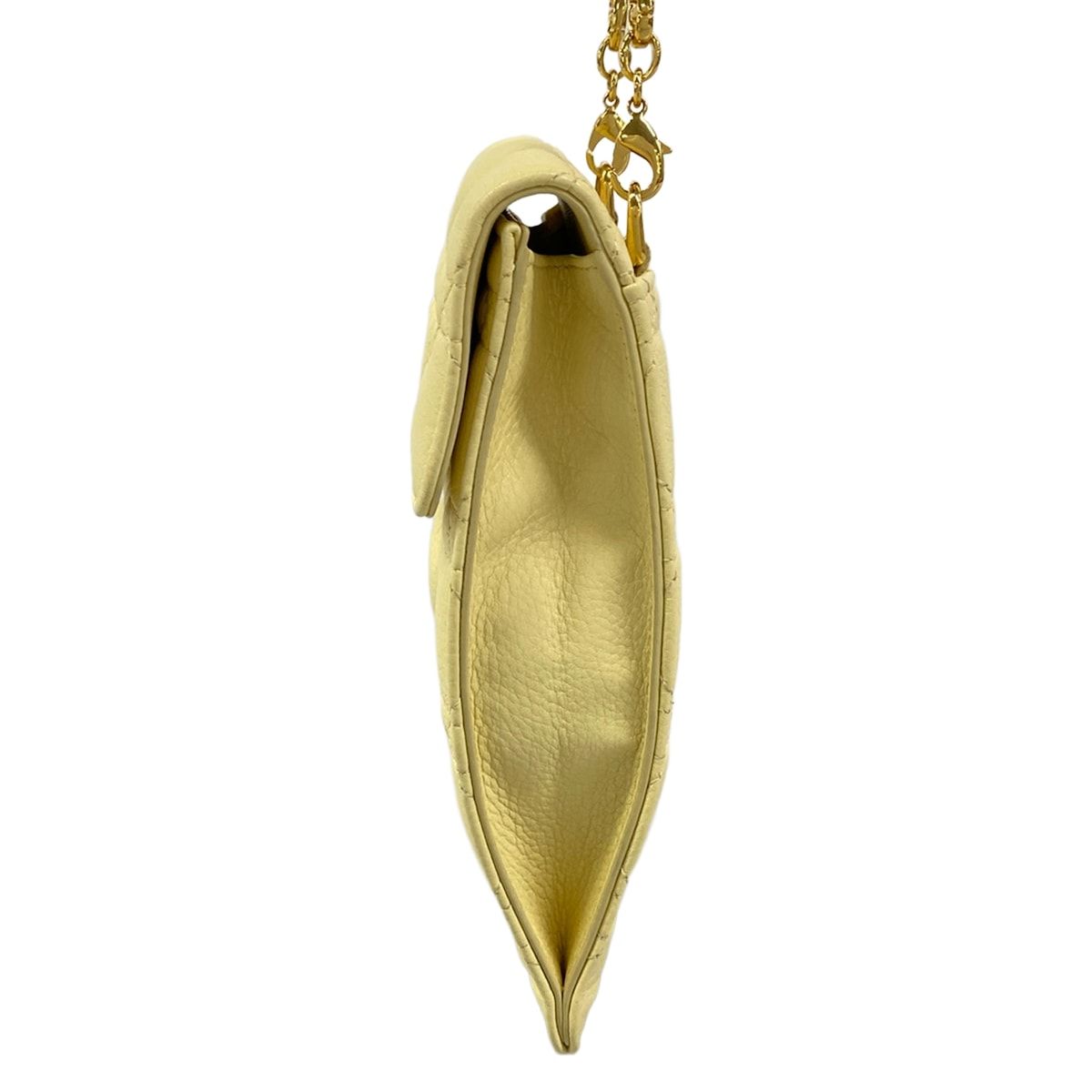 Dior Shoulder Bag Cannage Stitch Light Yellow Chain Smartphone Pochette — view 4