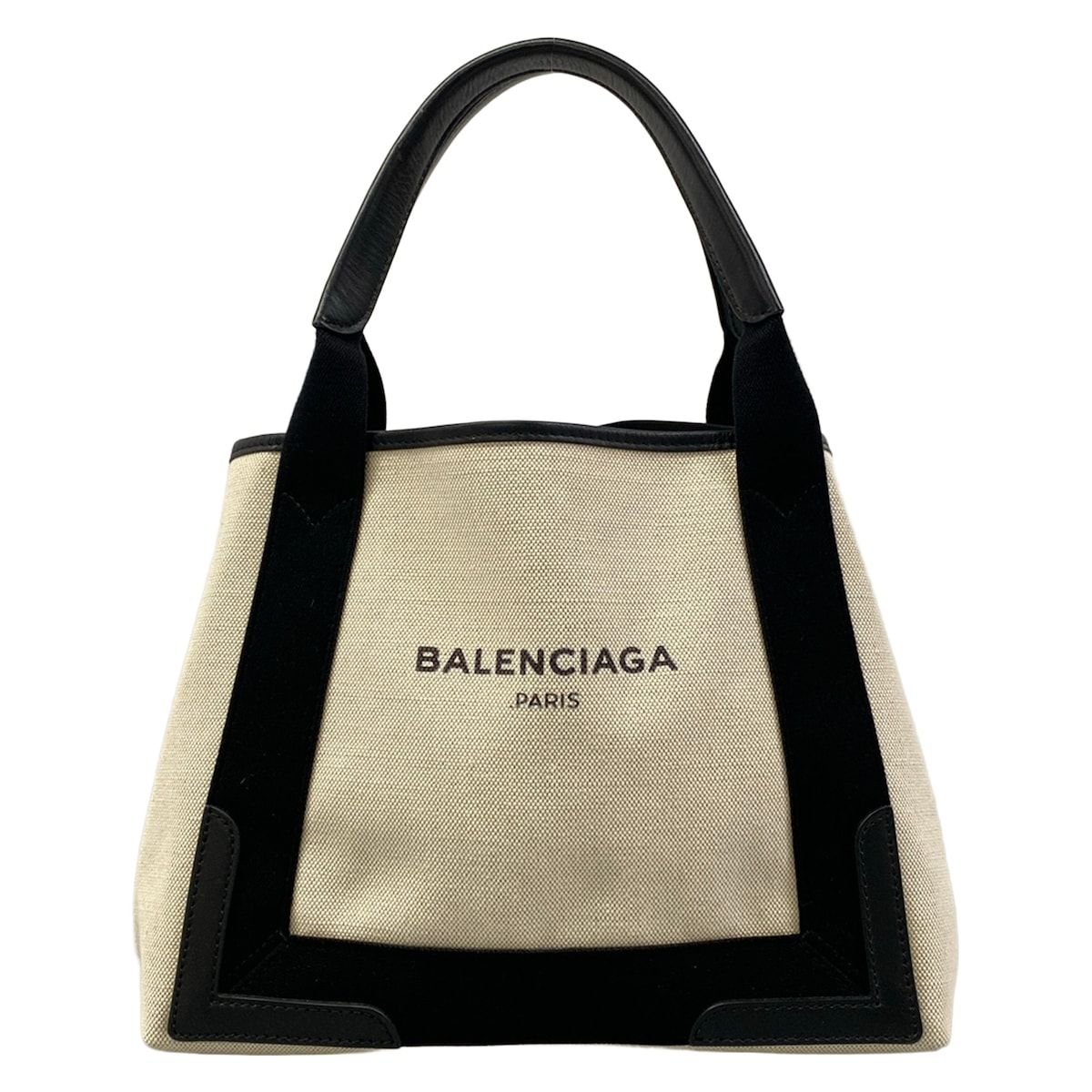 Balenciaga Tote Navy Cabas S Ivory Black Leather