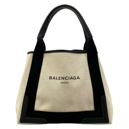 Balenciaga Tote Navy Cabas S Ivory Black Leather