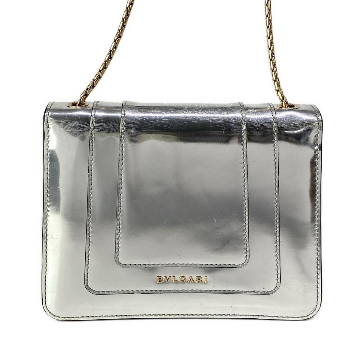 Bvlgari Shoulder Bag Serpenti Forever Silver Chain Leather — view 3
