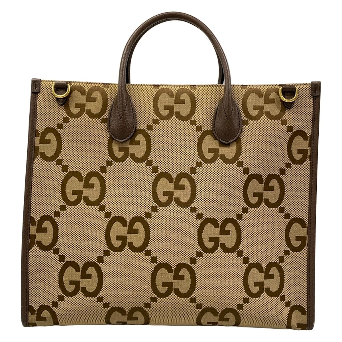 Gucci Tote Jumbo GG Beige Dark Brown Leather — view 3