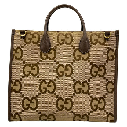 Gucci Tote Jumbo GG Beige Dark Brown Leather — view 3